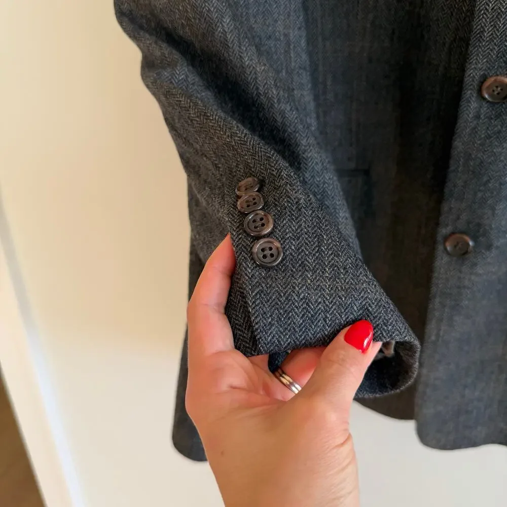 Brooks Brothers Lambswool Herringbone Single-Breasted Blazer Gray 43